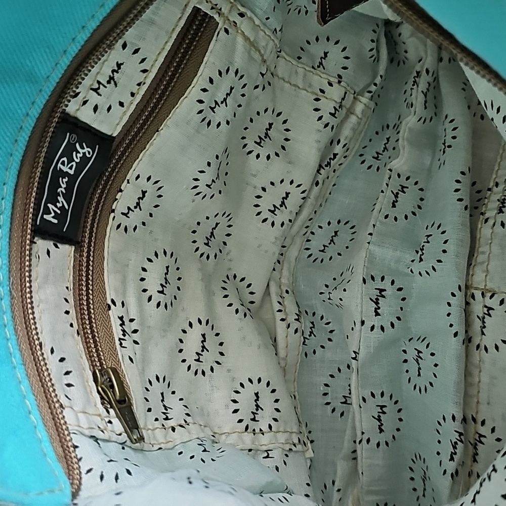 Myra Bag Blue and Brown Crossbody Bag - Picture 5 of 5
